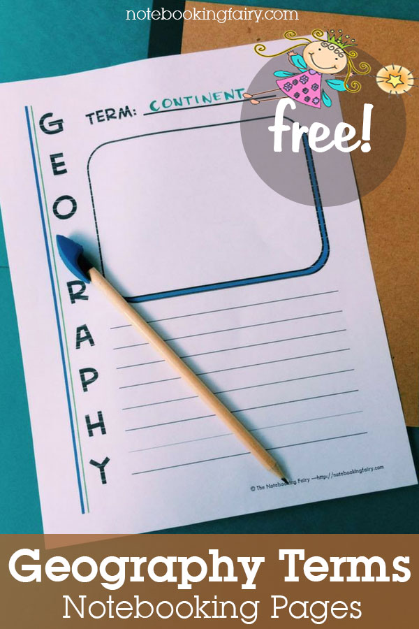 Geography Terms Notebooking Pages FREE from the Notebooking Fairy